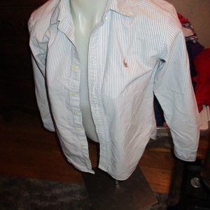 boy ralph lauren  blue striped dress shirt sz 12 worn once